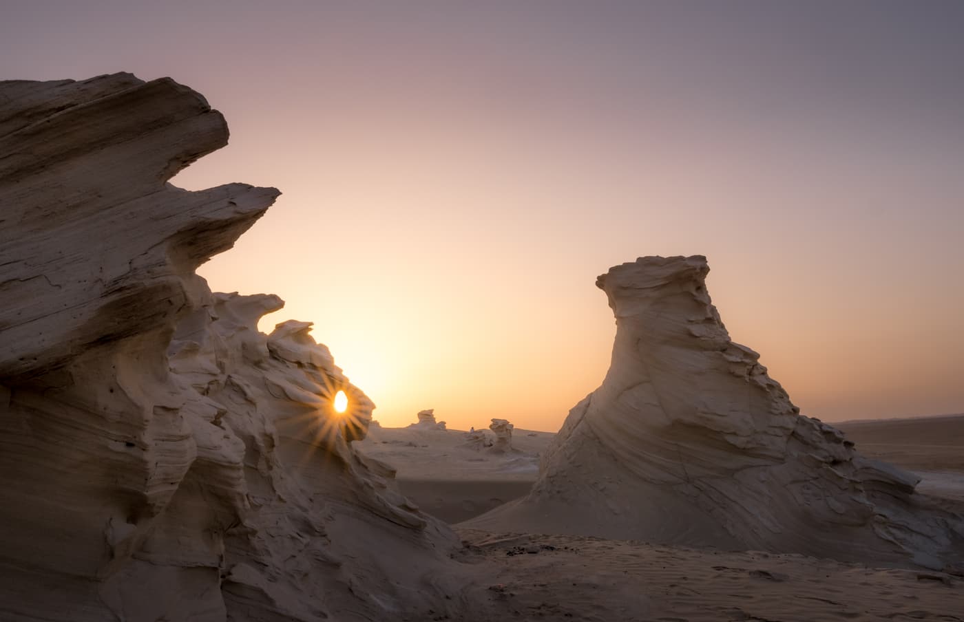 Wind-sculpted fossil dune formations at Al Wathba